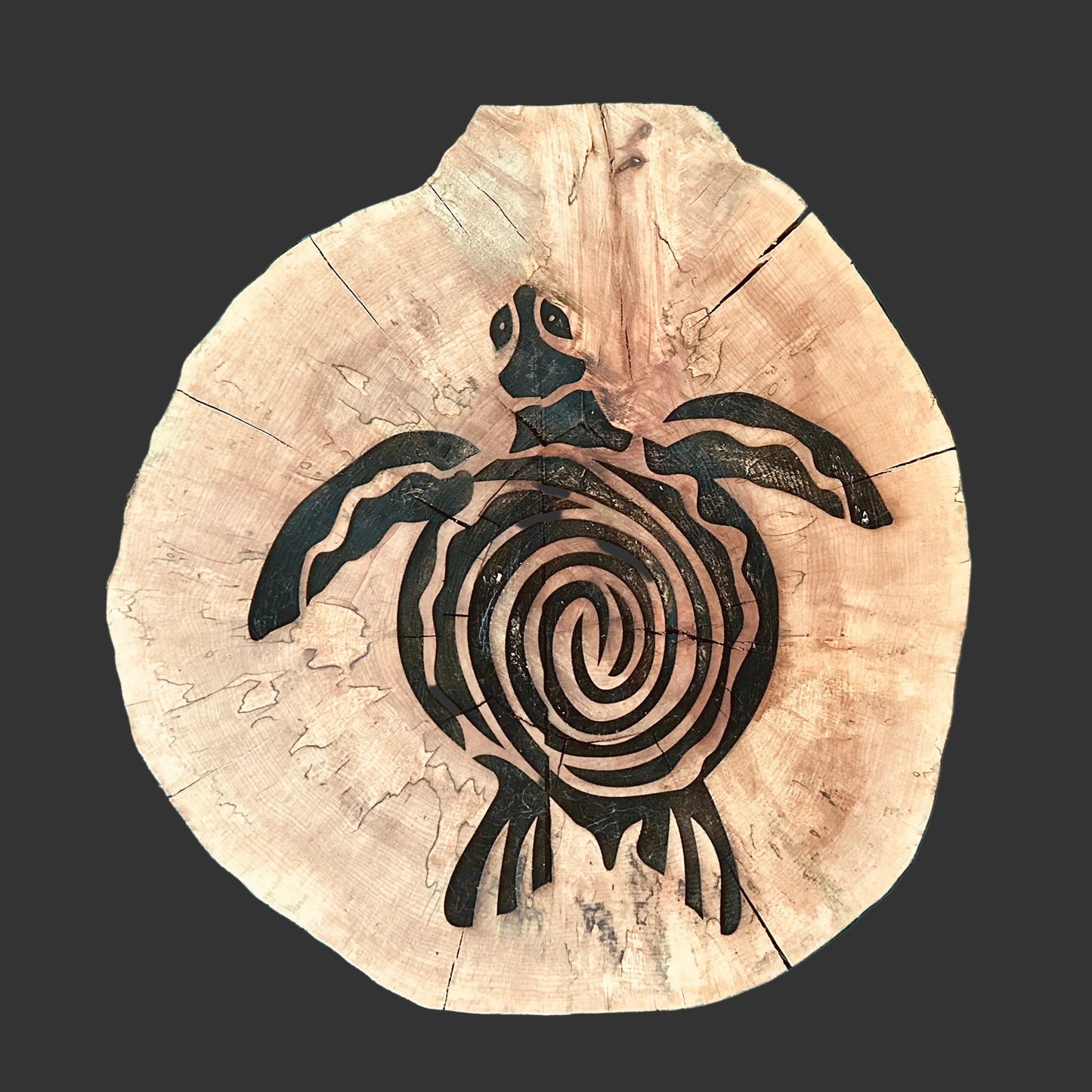 Spiral Turtle Round on Wood