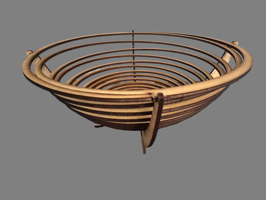 Spiral Wooden Fruit Bowl