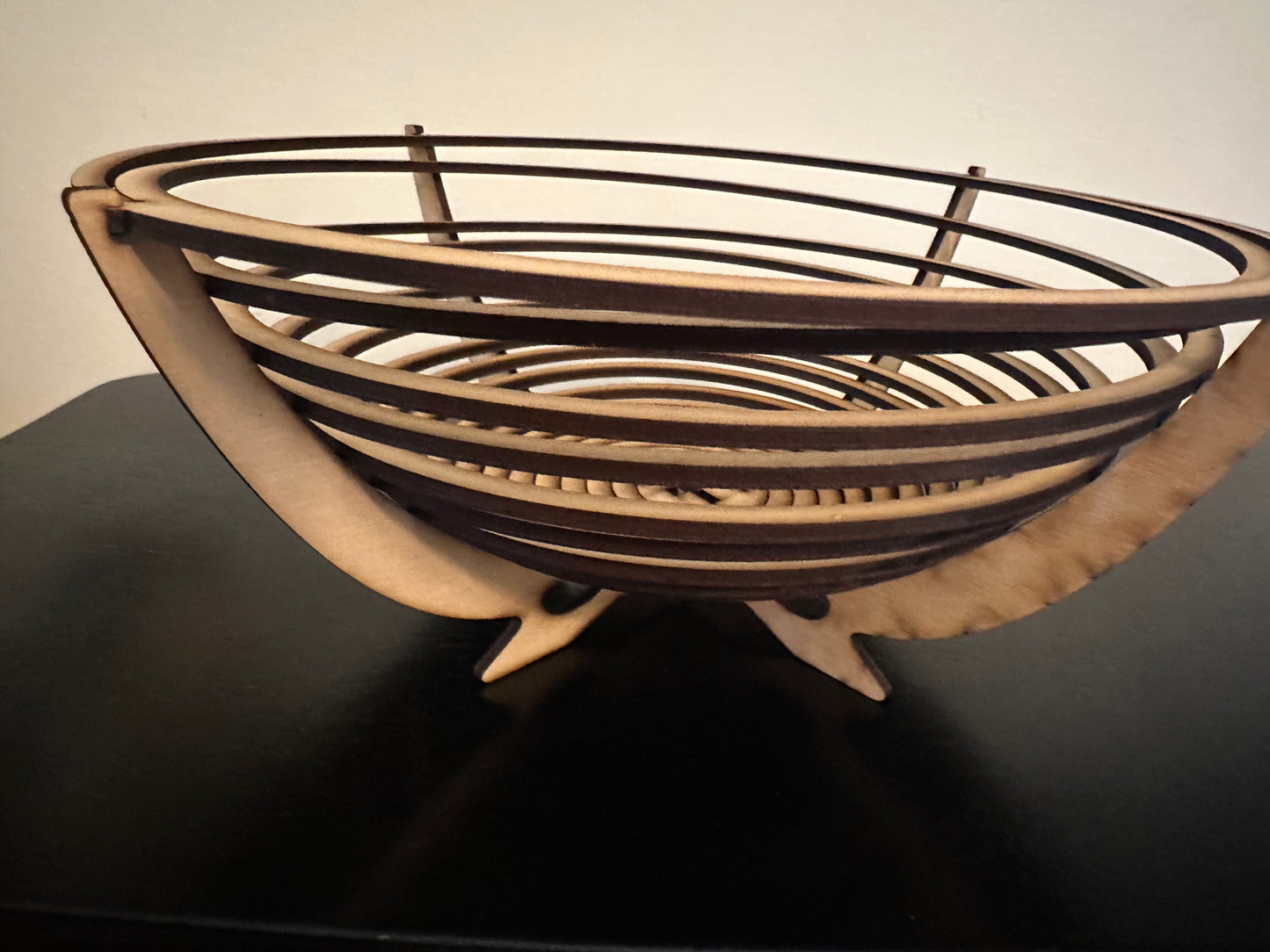 Spiral Wooden Fruit Bowl