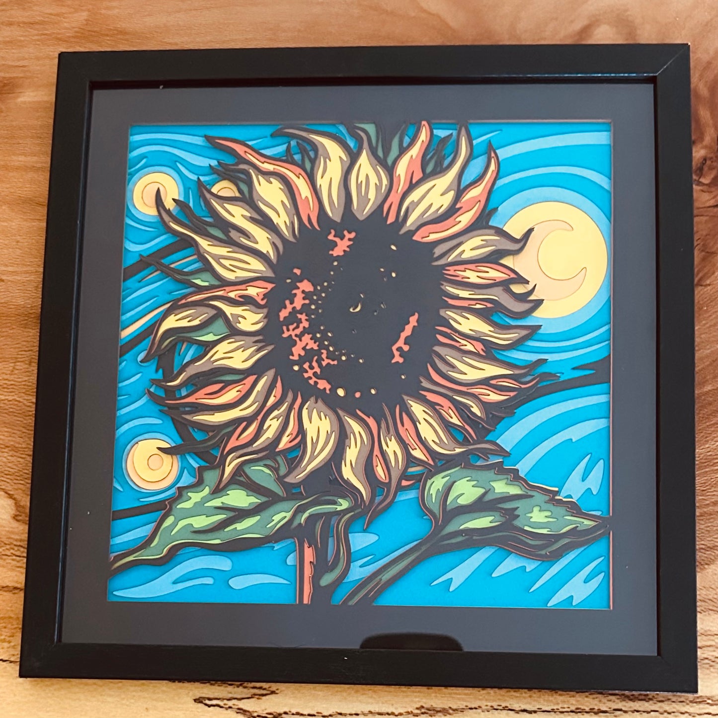 Sunflower Layered Wall Art (Van Gogh style)